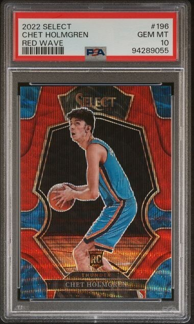 2022 Panini Select #196 Chet Holmgren Premier Red Wave RC PSA 10 GEM Rookie