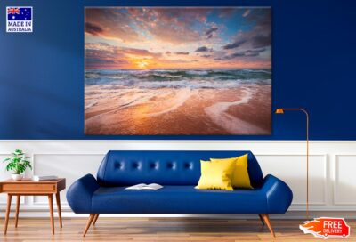 Cloudscape Over The Sea Waves Wall Canvas Home Decor Australian Made ...