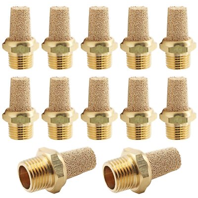 Air Pneumatic Mufflers Silencer 12 Pack Brass 1/8 NPT Male Exhaust Fitting