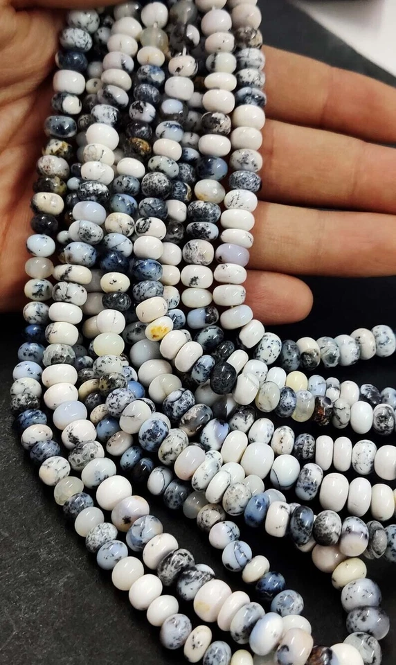 Cuentas de rondelle lisas de ópalo dendrita natural ópalo piedra preciosa rondelle lisa 7-9 mm Foto 2 de 3