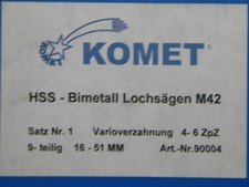 Komet HSS Bimetall Lochsägen-Satz 16 - 51 mm im Koffer JEQC1