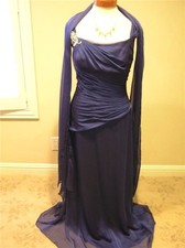NWOT JADE JASMINE MOB Mothers social occasion formal Long dress Blue chiffon 10