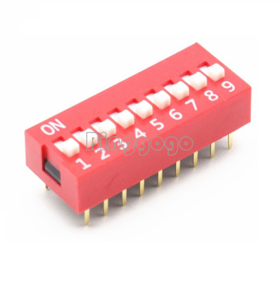 10PCS Slide Type Switch Module 2.54mm 9-Bit 9 Position Way DIP Red Pitch