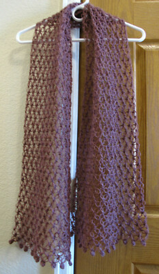 Handmade Women Crochet Lace Scarf Solomon's/Lover's Knots Purple Knit Wrap Neck