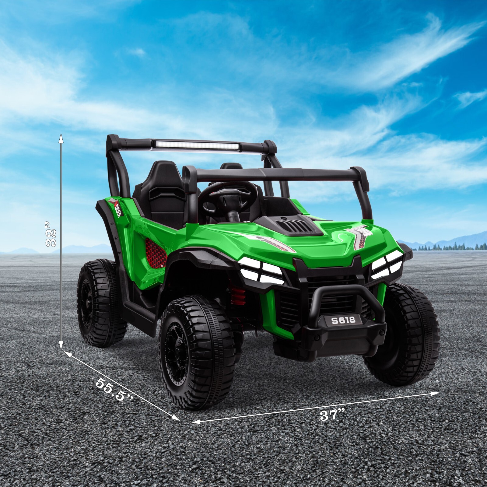 ZEOPHOL 24V Kids Ride On Car UTV Truck 4WD 2-Seater Electric Truck 80W*4 Green