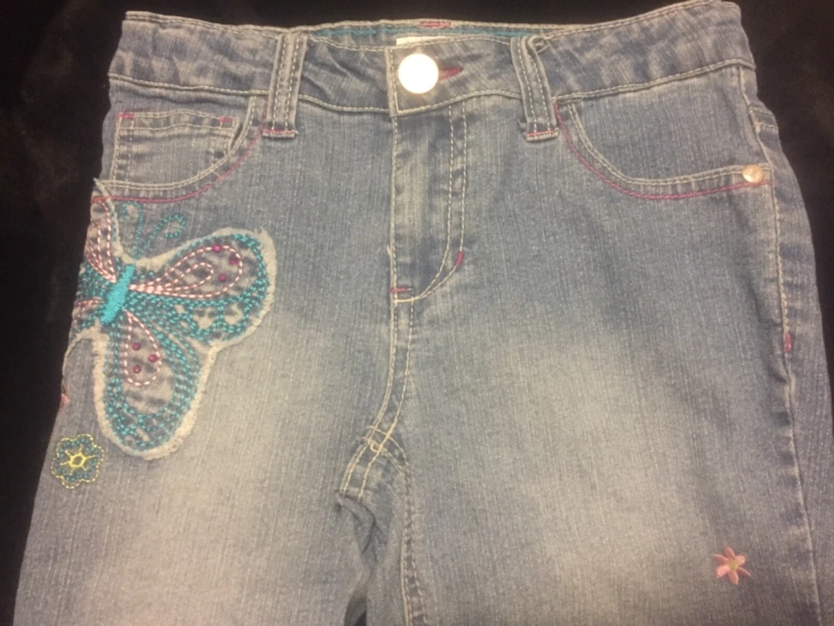 Pantalones capri Circo Light Denim con apliques de mariposa con ajuste Cintura Niña Talla 12