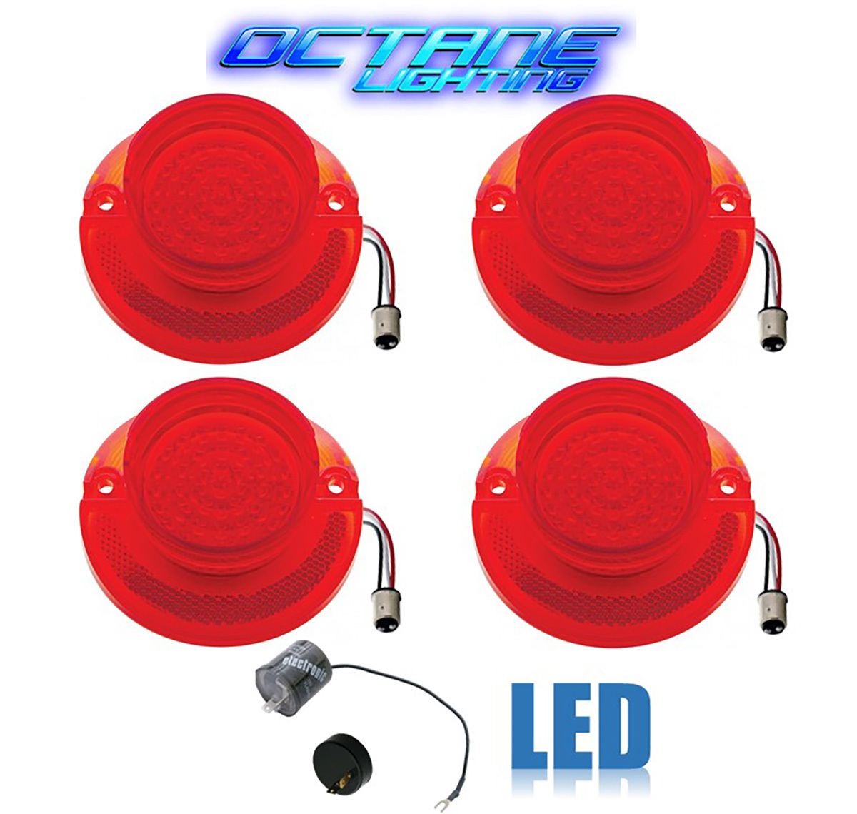 64 Chevy Impala Bel Air Biscayne Red LED Tail Light Lens & Flasher