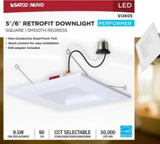 Satco S12605 - 10 Watt 5-6" LED Downlight Retrofit CCT Select (1, 2, 6 or 12 PK)