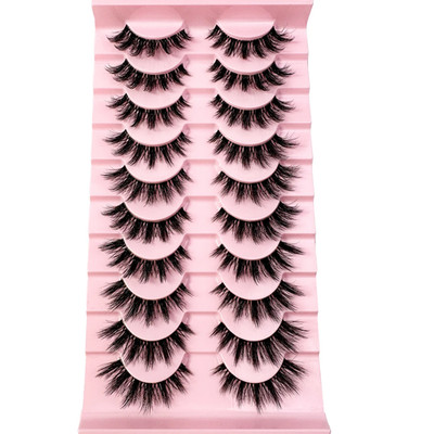 10 Paar natürliche lange transparente Stiel 3D Nerz Wimpern Manga Lashes Hot False 