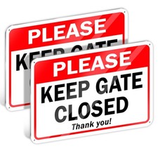 2 PC Please Keep Gate Closed Sign 7x10 Aluminum Safety Alert Door Warning