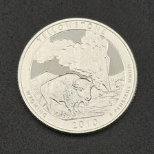 2010-S Yellowstone Wyoming 90% Silver Proof Quarter America The Beautiful