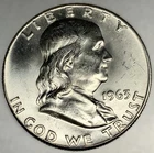 1963 P Franklin Half Dollar Uncirculated, 90% Silver - 0.3617 Troy Ounces - 3162