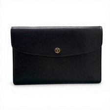 Auth LOUIS VUITTON Epi Noir Montaigne 27 M52652 Unisex Clutch Bag KC795