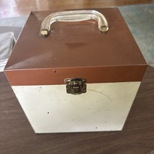 45 RPM Record Carry Case : All Metal Amfile Platter- Pak Two-tone Very Retro