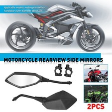 7/8" Handle Bar Universal Alloy Aluminium Black 22mm Rear View Mirrors Pair UK