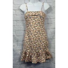 Shein Shift Dress Size XS Yellow Floral Light Summer Cottagecore Strappy Short