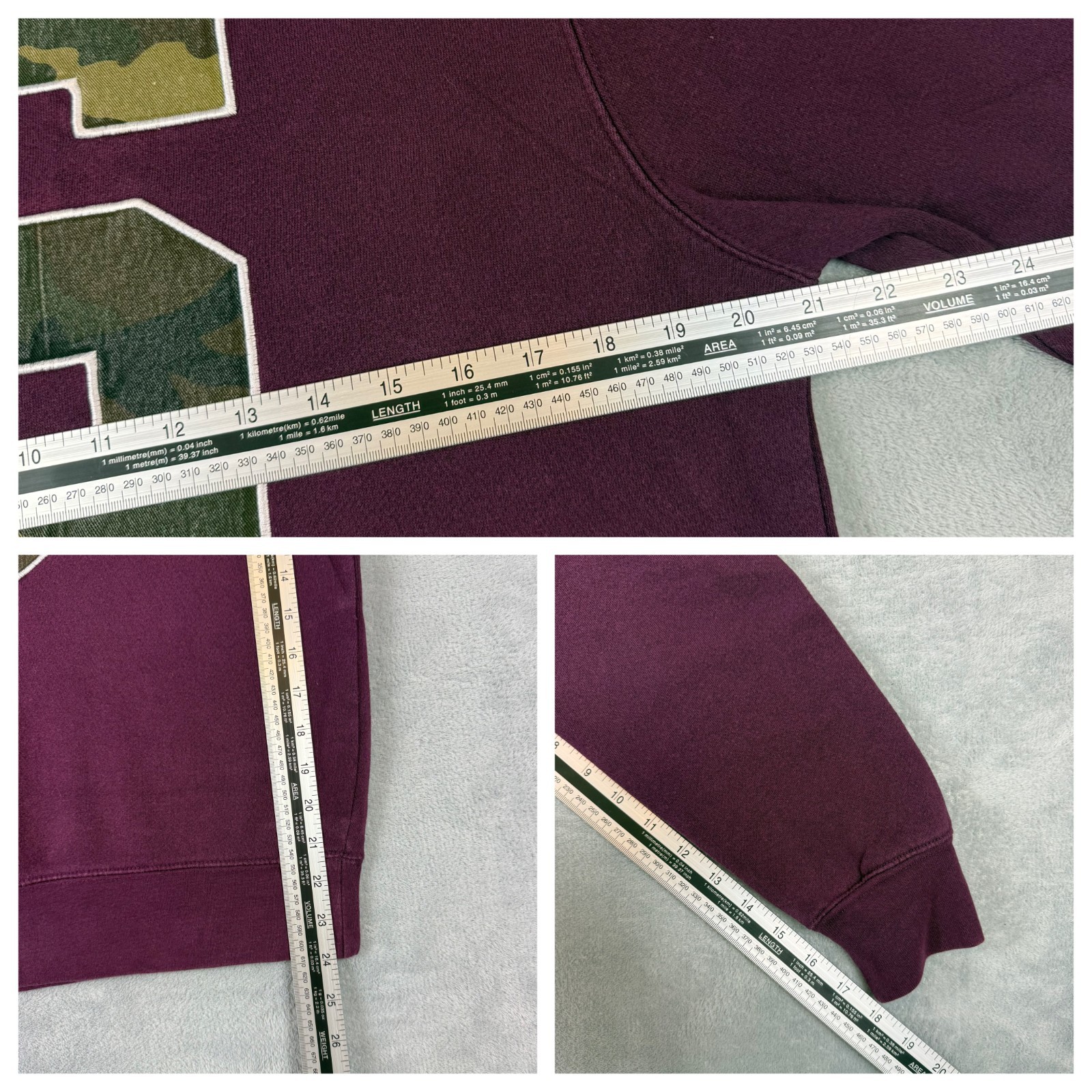 Vintage Stussy 2000s Y2K Maroon Purple Camo Big S Size Small Pullover Sweatshirt image 6