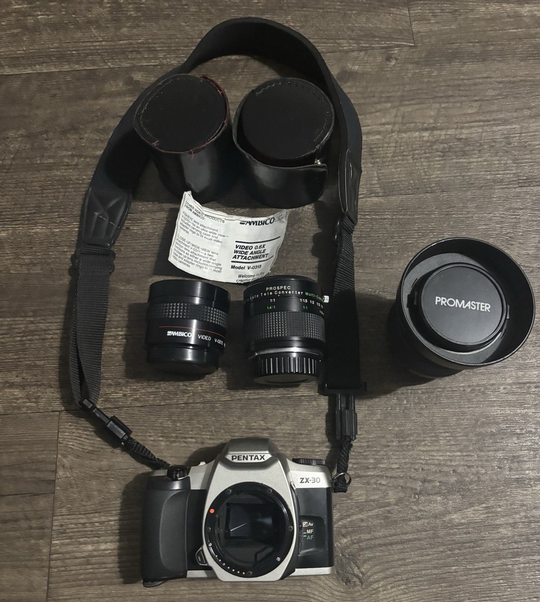Pentax ZX-30 35mm SLR Camera W/Promaster Aspherical 28-80mm Lens +