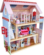 Chelsea Doll Cottage Wooden Dollhouse with 16 Accessories, Working Shutters, ...