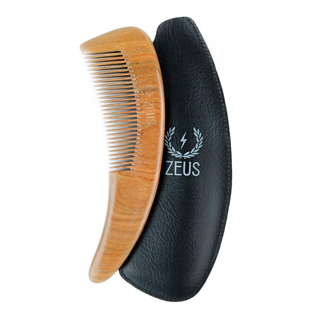 Curved Sandalwood Beard Comb in Gift Box, Premium Grooming Essential with She...
