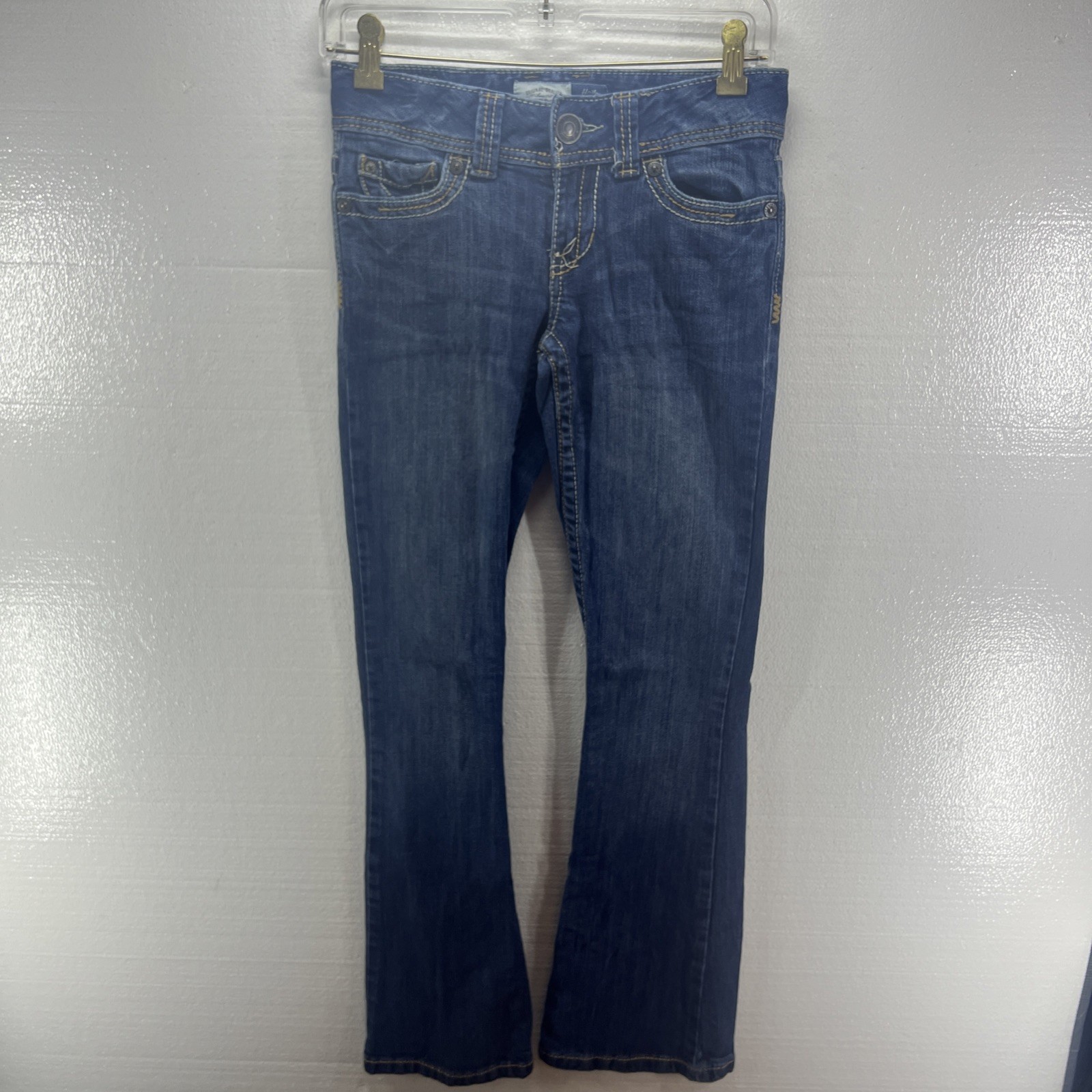 Aeropostale Jeans Hailey Skinny Flare Womens 1/2 Reg Blue Low Rise Stretch Y2K