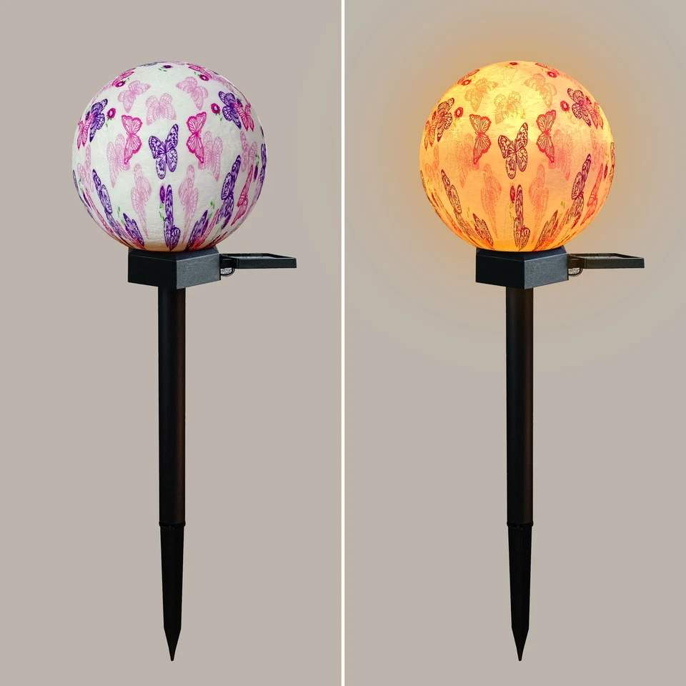 Solar Garden Lights LED Color Changing Hanging Ball Garden Lamp Unique Printing - Image 3 of 4