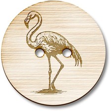 'Flamingo Standing' Wooden Buttons (BT049580)