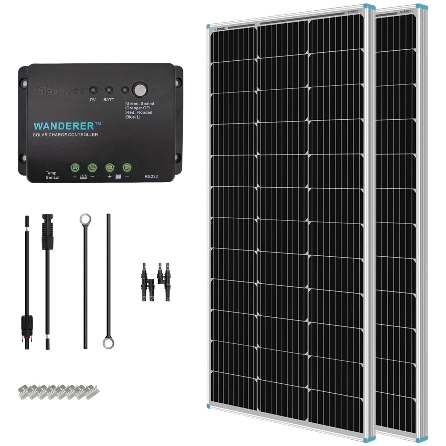 200W Outdoor Solar Panel Kit for RVs & Boats with 30A PWM Charge Controller