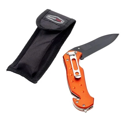 RoadPro SST-60241 Knife 4", Folding Lock, With Pouch, Stainless Steel, Serrated