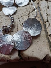 Massives sehr DEKORATIVES Schmuckset floral 925 Silber 3 Teile 52 cm 20,5 cm