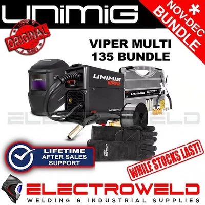 UNIMIG Viper 135 MIG TIG Welder Bundle+ Helmet Gloves Wire Parts PK11100 U11005K - Bild 1 von 4