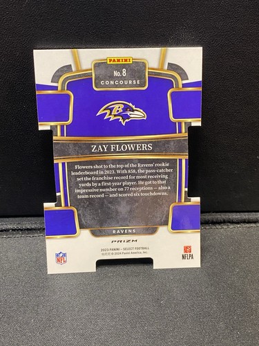2023 Panini Select - Concourse Zay Flowers #8 Red & Blue Prizm Die-Cut (RC) - Picture 2 of 2