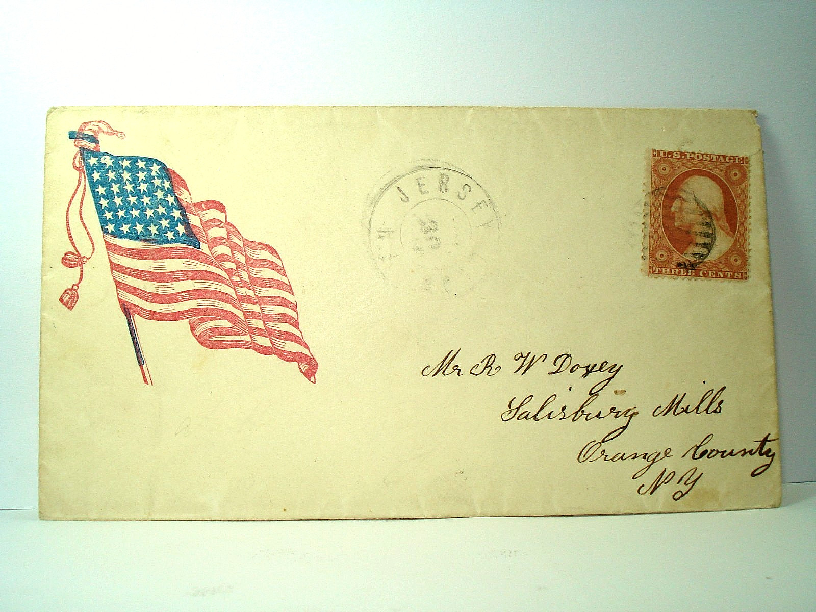 Civil War FLAG Patriotic JERSEY CITY NJ + GRID Cancel Cover NEW LISTINGS TODAY