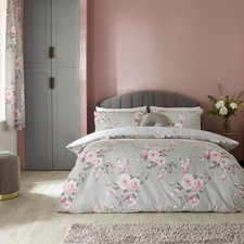 Catherine Lansfield Canterbury Grey Reversible Duvet Cover Bedding Bed Set