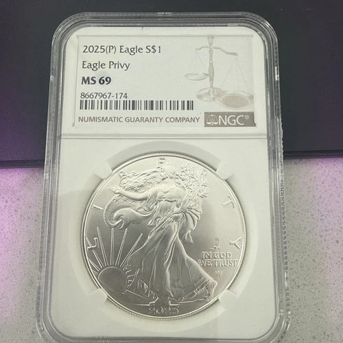 2025-P $1 American Silver Eagle Privy MS 69 NGC Certified