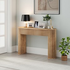 kinbor Vintage Console Table Farmhouse Entryway Table with 2 Drawers, Natural
