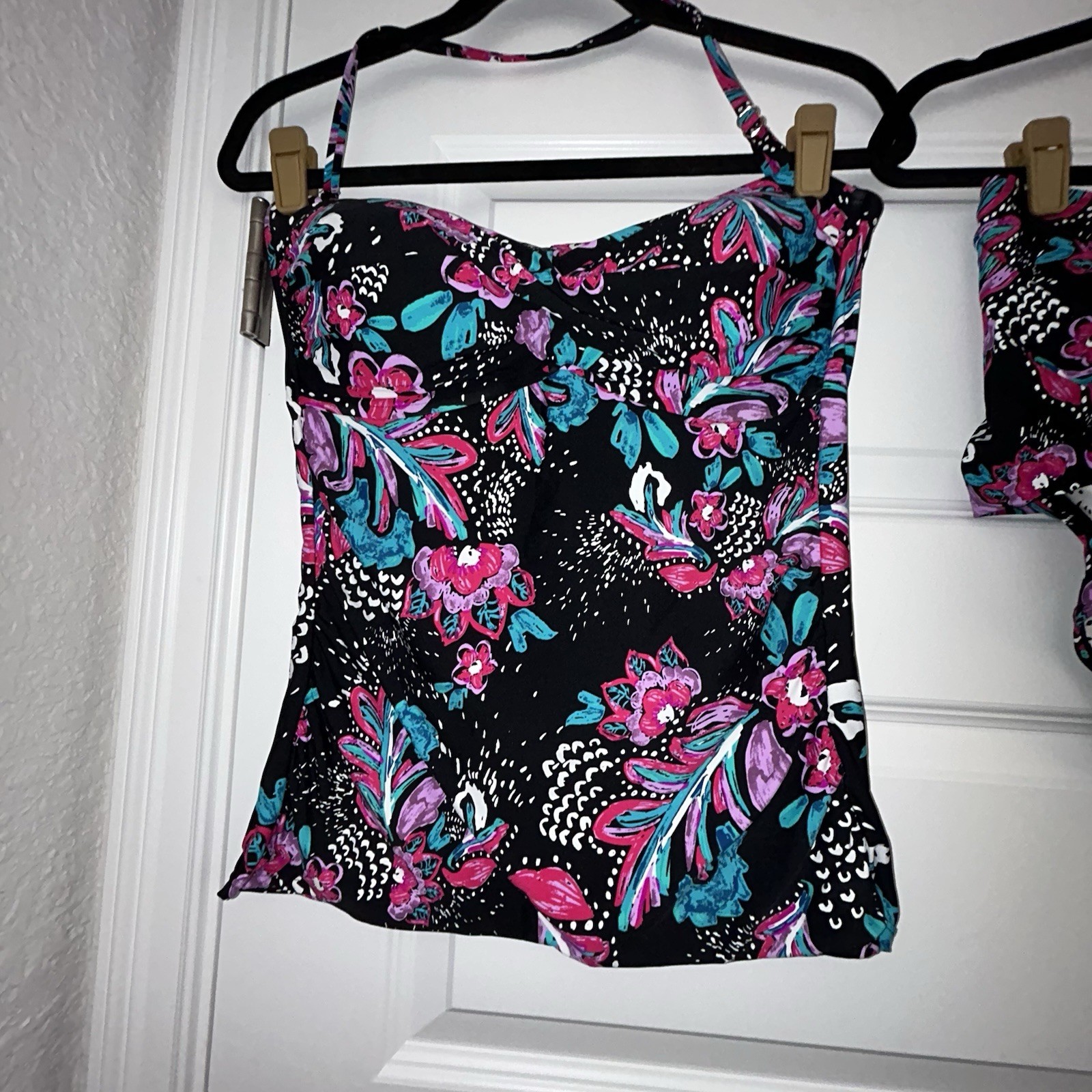 Anne Cole Tankini Floral Mix Print 2 Piece Swim Suit   Size XL (Top)/L (Bottom)