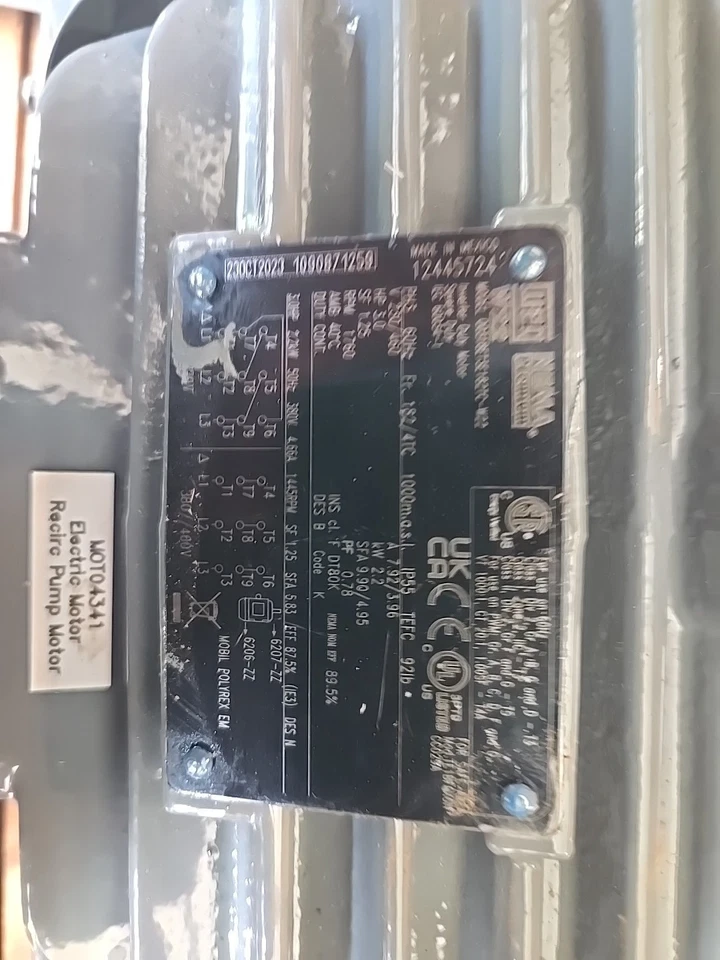 WEG INVERTER DUTY MOTOR 00318et3e182tc- W22 3PH 3.0HP 2.2KW 380V 4.66A 1445RPM - Image 3 of 4