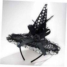 Halloween Witch Feather Hat Headband- Witch Headpiece for Halloween Black