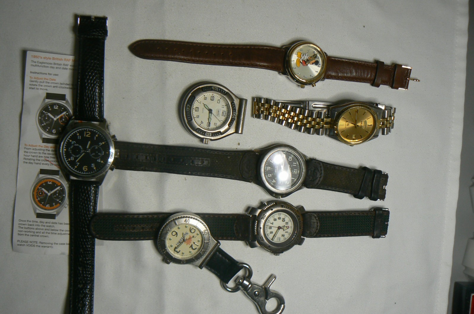 Watch Lot-7 collectibles Disney, RAF Levi's, Seiko, Suntrust, Swiss Army, Timex