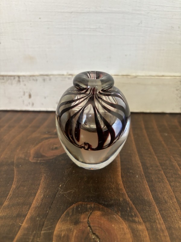 Thomas Steinman Glass Bottle, Purple Swirl, Clear, Perfume Bottle? Signed, 