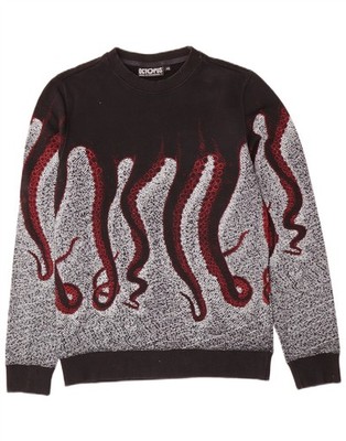 Octopus Herren Grafik Sweatshirt Pullover XS schwarz Colourblock Baumwolle DT01