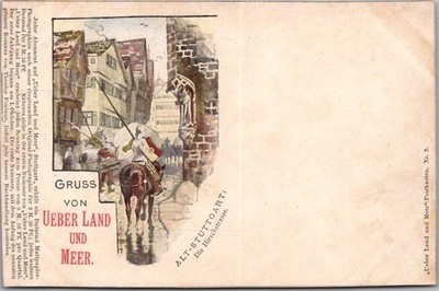 STUTTGART, Germany Greetings Postcard ''GRUSS VON UEBER LAND UND MEER'' Unused