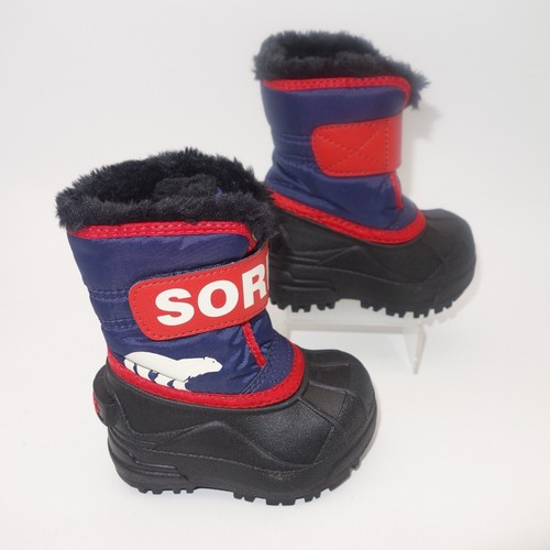 NEW Sorel Snow Commander Winter Boots  Blue Red Kids Toddler Size 4 NO BOX - Picture 3 of 8