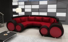 Wohnlandschaft Textil Couch Microfaser Polstergarnitur XXL Neu Sofa Stoff USB