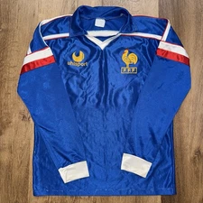 Vintage France Soccer Jersey National Team Soccer Uhlsport 1980s Mens Small