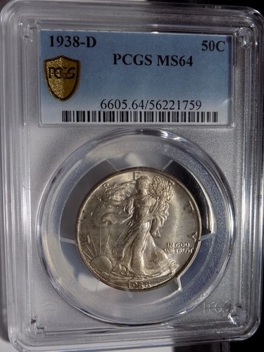 1938-D Walking Liberty Half Dollar - PCGS MS64 - Beautiful Very Choice BU Coin!