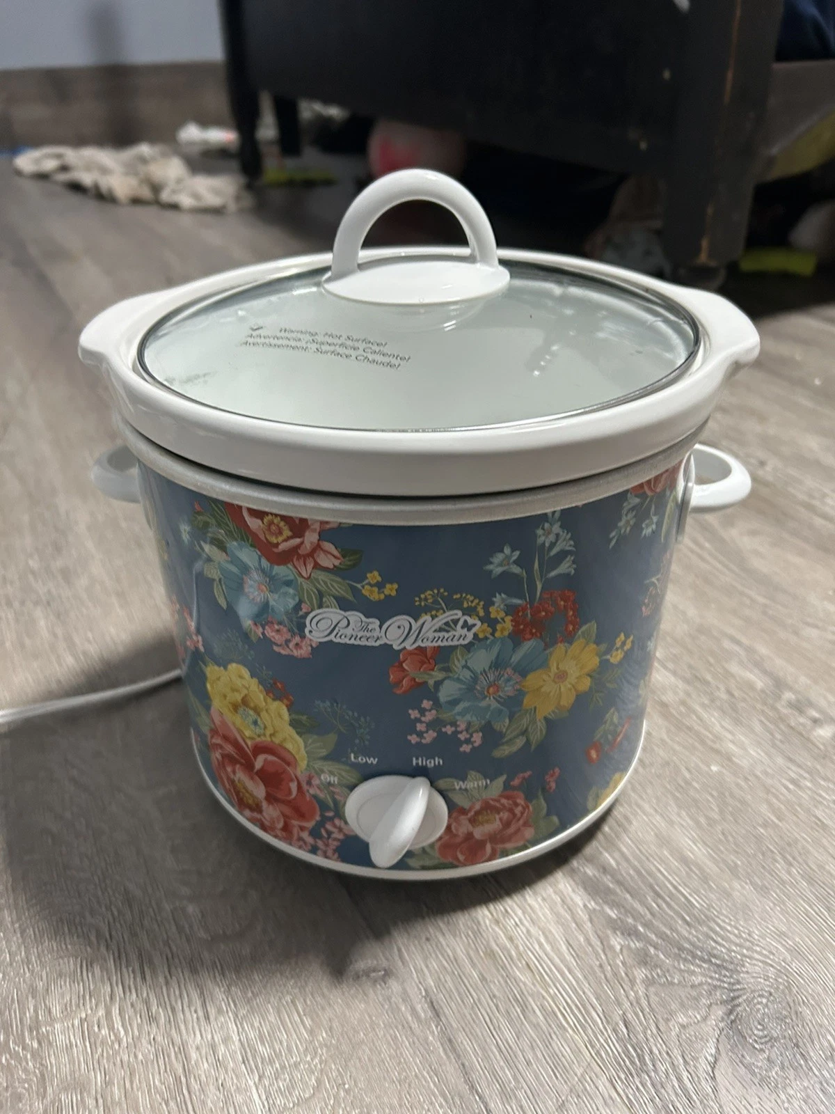 The Pioneer Woman 4 Qt Blue Floral Slow Cooker Used