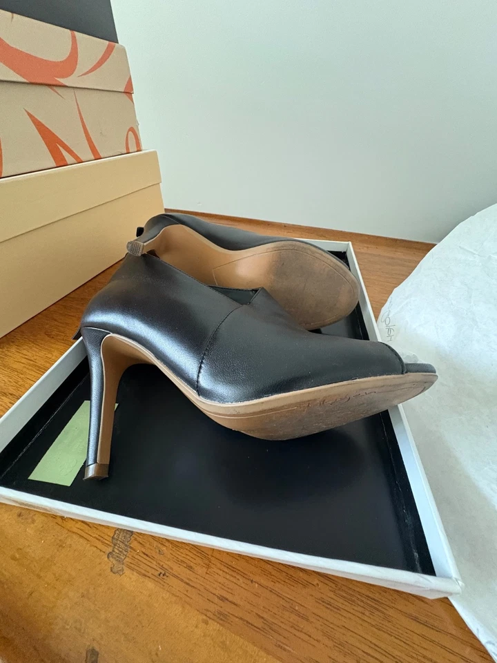Halogen Black Leather Open Toe Ankle Booties Size US 6M - Image 4 of 4