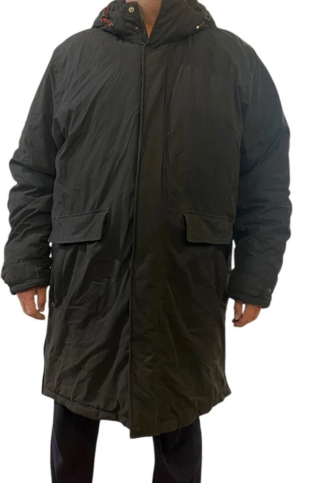 Men's Black Lands End Goose Down Hooded Long Parka Puffer Commuter Coat XXL-T - Image 2 of 4